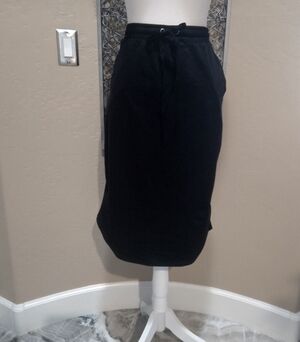 Bobeau Black Drawstring Knit Midi Skirt